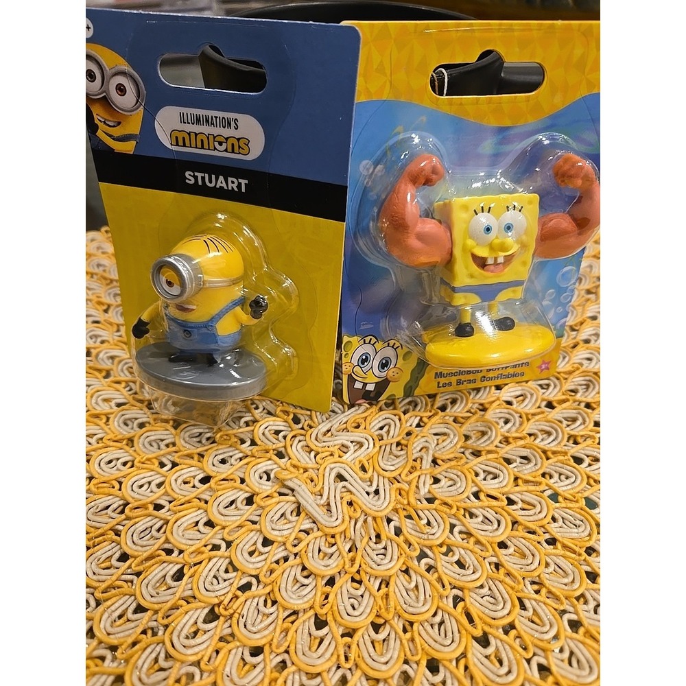 Nickelodeon Musclebob Buffpants And Stuart Toy Figurine Set Of 2.